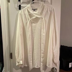 Jessica London Cream Long Sleeved Tie Blouse